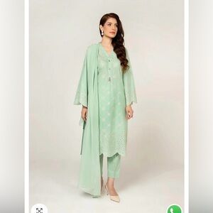 Elegant Mint Green Embroidered Suit